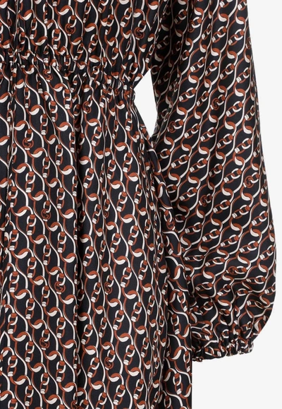 Shop Gucci Chain-pattern Silk Dress In Multicolor