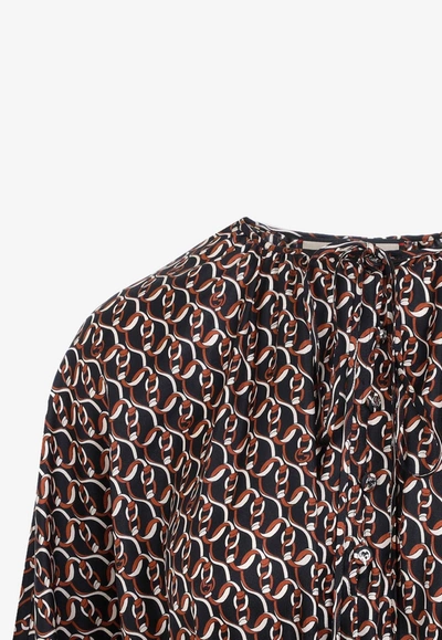 Shop Gucci Chain-pattern Silk Dress In Multicolor