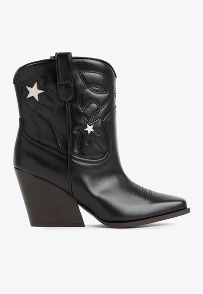 Shop Stella Mccartney Cowboy Ankle Boots In Leather In Black