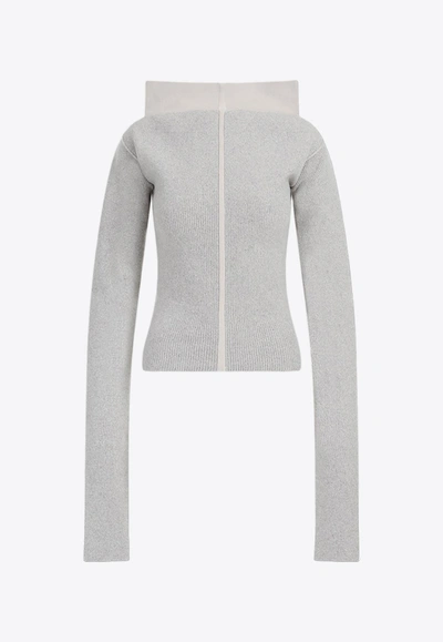Shop Rick Owens Cowl-neck Cashmere Knit Sweater In Gray