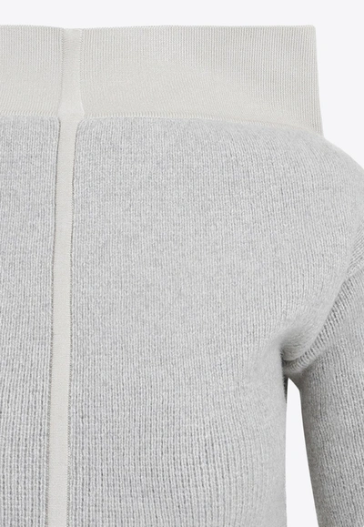 Shop Rick Owens Cowl-neck Cashmere Knit Sweater In Gray