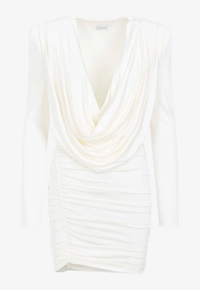 Shop Magda Butrym Cowl-neck Mini Dress In White