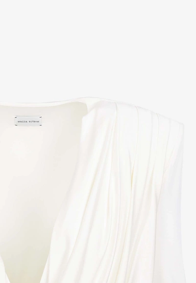 Shop Magda Butrym Cowl-neck Mini Dress In White
