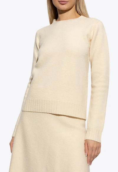 Jil Sander Crewneck Wool Sweater In Cream