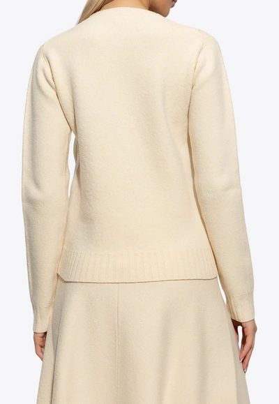 Jil Sander Crewneck Wool Sweater In Cream