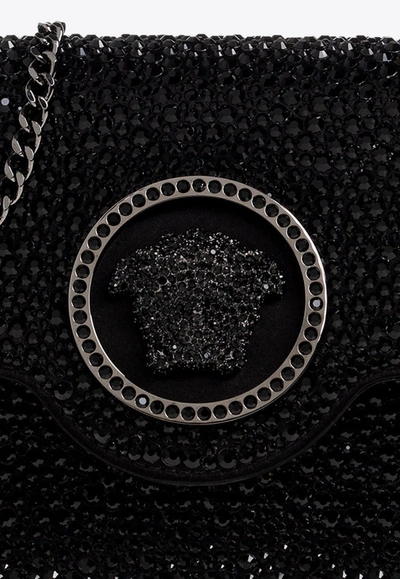 Versace Crystal-embellished La Medusa Envelope Clutch In Black
