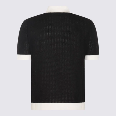 Shop Amiri Black And White  Cotton Blend Polo Shirt