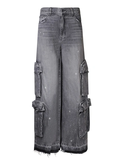 Amiri Jeans Baggy Cargo In Denim Blue In Black