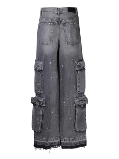 Amiri Jeans Baggy Cargo In Denim Blue In Black