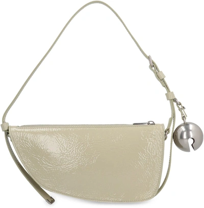 Shop Burberry Shield Sling Leather Shoulder Bag In Ecru