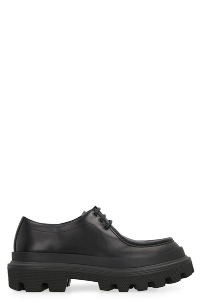 Shop Dolce & Gabbana Derby Leather Shoes In Black