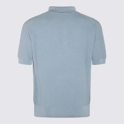 Shop Dolce & Gabbana Light Blue Cotton Blend Polo Shirt In Celeste Medio