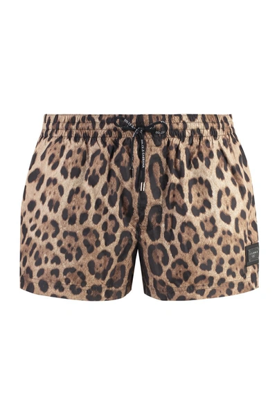 Shop Dolce & Gabbana Nylon Swim Shorts In Beige