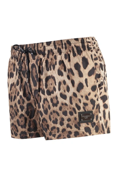Shop Dolce & Gabbana Nylon Swim Shorts In Beige