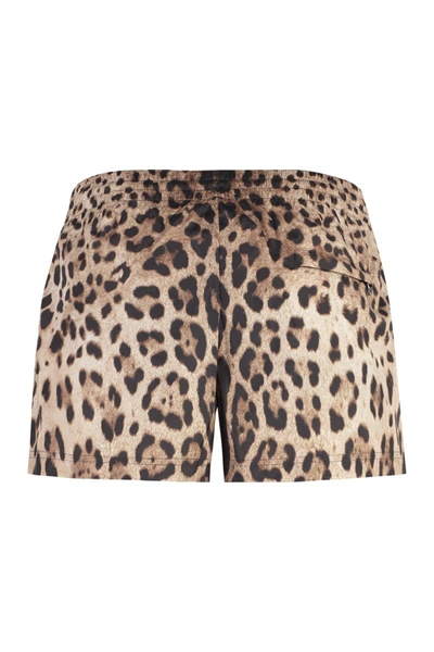 Shop Dolce & Gabbana Nylon Swim Shorts In Beige