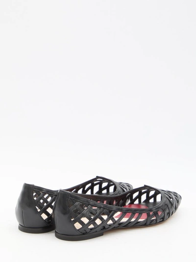 Roger Vivier Leather Point Toe Ballet Flats With Cut-out Details In Black