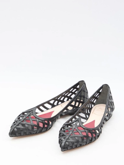 Roger Vivier Leather Point Toe Ballet Flats With Cut-out Details In Black