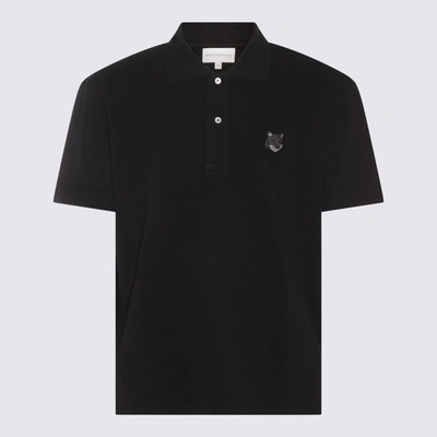 Shop Maison Kitsuné Black Cotton Polo Shirt