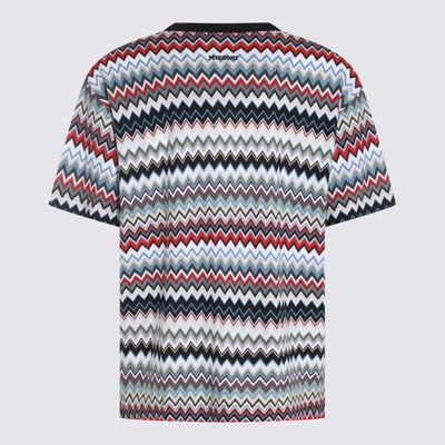 Shop Missoni Multicolour Cotton T-shirt In Red, Blue And Grey Tones