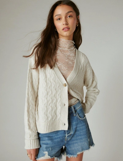 Shop Lucky Brand Women's Cozy Cable Stitch Cardigan In White