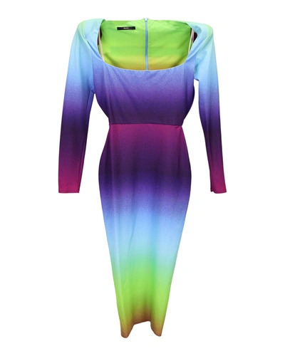 Shop Alex Perry Gradient Toryn Long Sleeve Dress In Multicolor Linen
