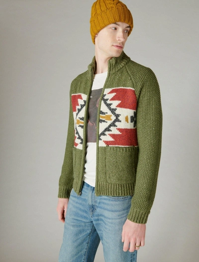 Shop Lucky Brand Men's Southwestern Print Full Zip Bomber Sweater In Multi