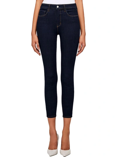 Shop L Agence Margot Womens High Rise Crop Skinny Jeans In Multi