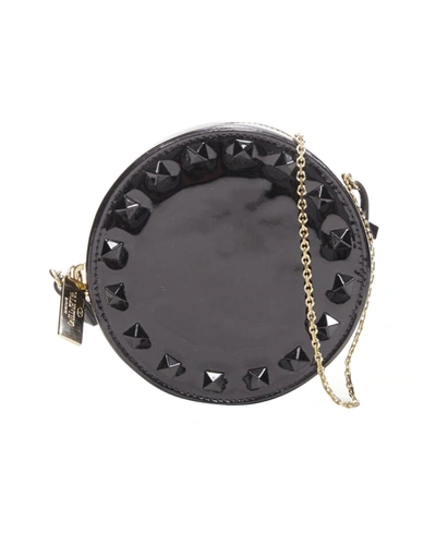 Shop Valentino Valentin Rockstud Black Patent Leather Studded Gold Chain Circle Crossbody Bag
