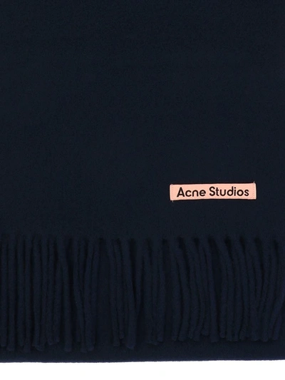 Shop Acne Studios Fringed Scarf In Blue