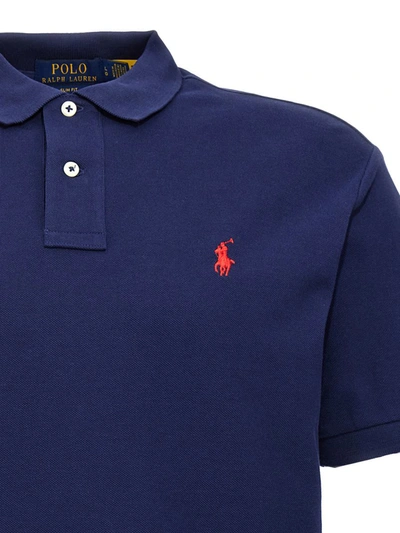 Shop Polo Ralph Lauren Logo Polo In Blue