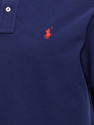 Shop Polo Ralph Lauren Logo Polo In Blue