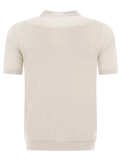 Shop Tagliatore Silk Polo Shirt In White