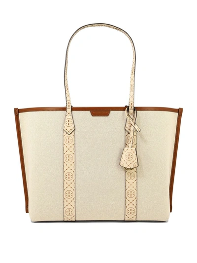 Shop Tory Burch "perry" Shopping Bag In Beige