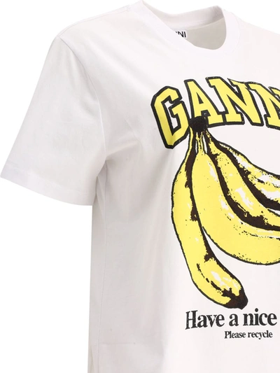 Shop Ganni "banana" T-shirt In White