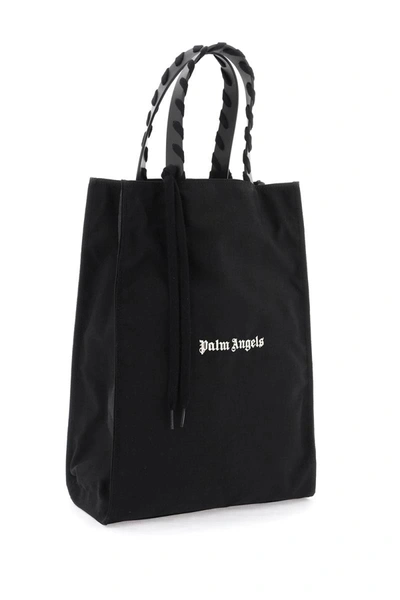 Shop Palm Angels Embroidered Logo Tote Bag With In Black