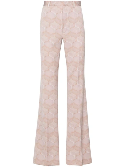 Dries Van Noten Graphic-print Wool Tailored Trousers In Pink