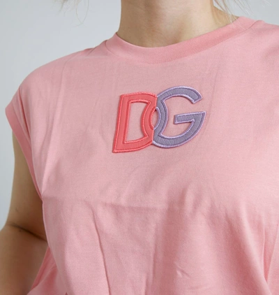 Shop Dolce & Gabbana Elegant Pink Cotton Crew Neck Tank Women's Top