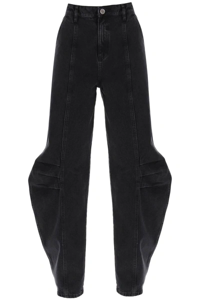 Shop Rotate Birger Christensen Rotate Baggy Jeans With Curved Leg In Black