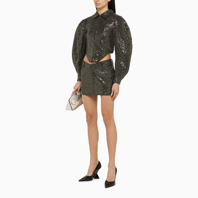 Shop Rotate Birger Christensen Miniskirt With Micro Sequins In Black