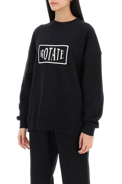 Shop Rotate Birger Christensen Rotate Crew-neck Sweatshirt With Logo Embroidery In Black