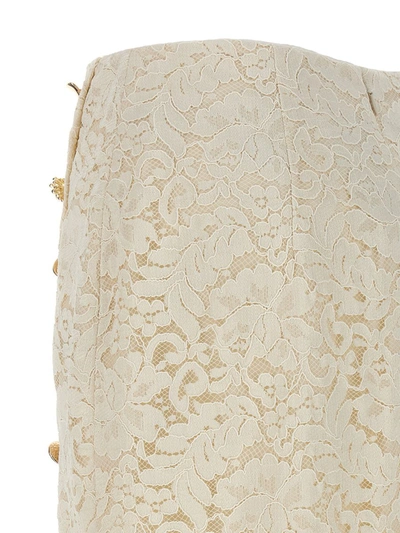 Shop Self-portrait 'cream Cord Lace Split Midi' Skirt In White