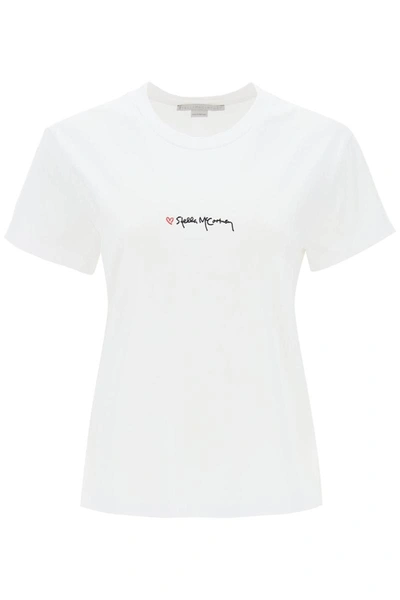 Shop Stella Mccartney T-shirt With Embroidered Signature In Black