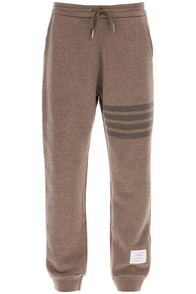 Thom Browne Sweatpants 4 Bar In Wool Loopback In Brown