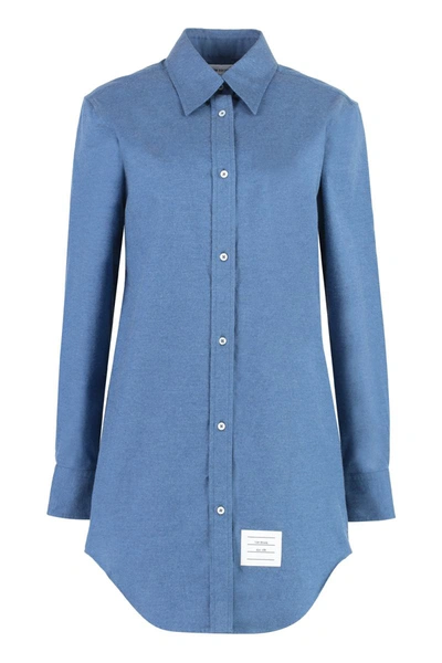 Shop Thom Browne Cotton Shirt In Blue
