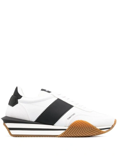 Shop Tom Ford James Suede Eco-friendly Material Sneakers In White