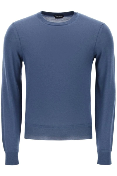 Shop Tom Ford Light Silk-cashmere Sweater In Blue