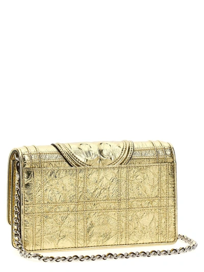 Shop Tory Burch 'fleming Soft Metallic Square Quilt' Wallet In Gold