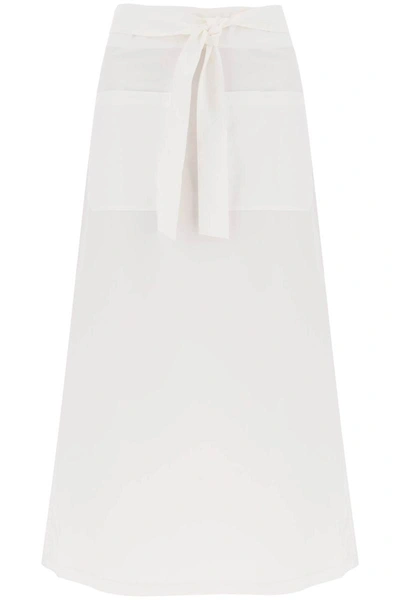 Shop Totême Toteme Belted Midi Skirt In White