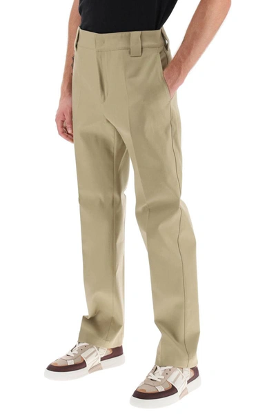 Shop Valentino Garavani Cotton Chino Pants In Brown