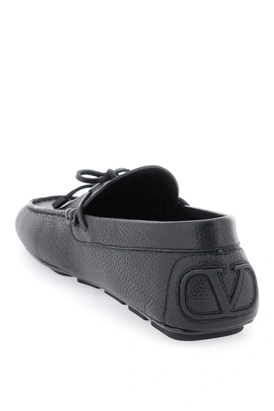 Shop Valentino Garavani Leather Loafers With Bow In Black